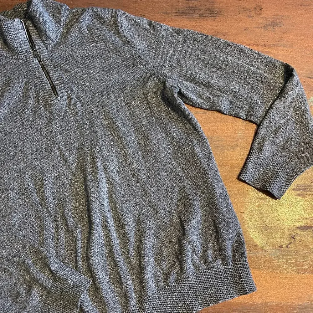 Banana Republic Men's 3/4 Zipper !00% Cotton Slub Novelty Sweater Size Large